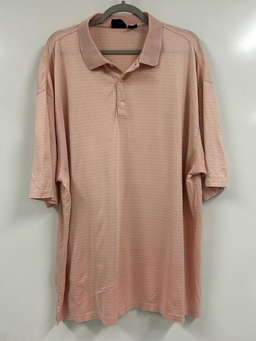 PING Polo Shirt Mens XL Pink/Peach Striped Golf Shirt Performance Lightweight